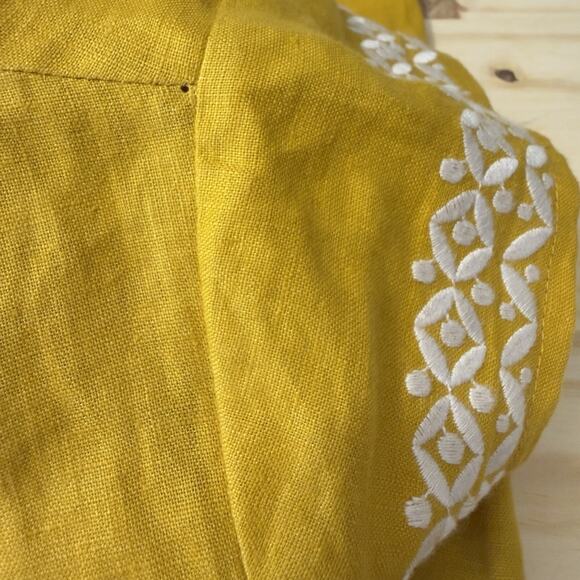 Boden Laura Linen Embroidered Dress Size 4P Petite in Tuscan Sun Yellow - Picture 14 of 14